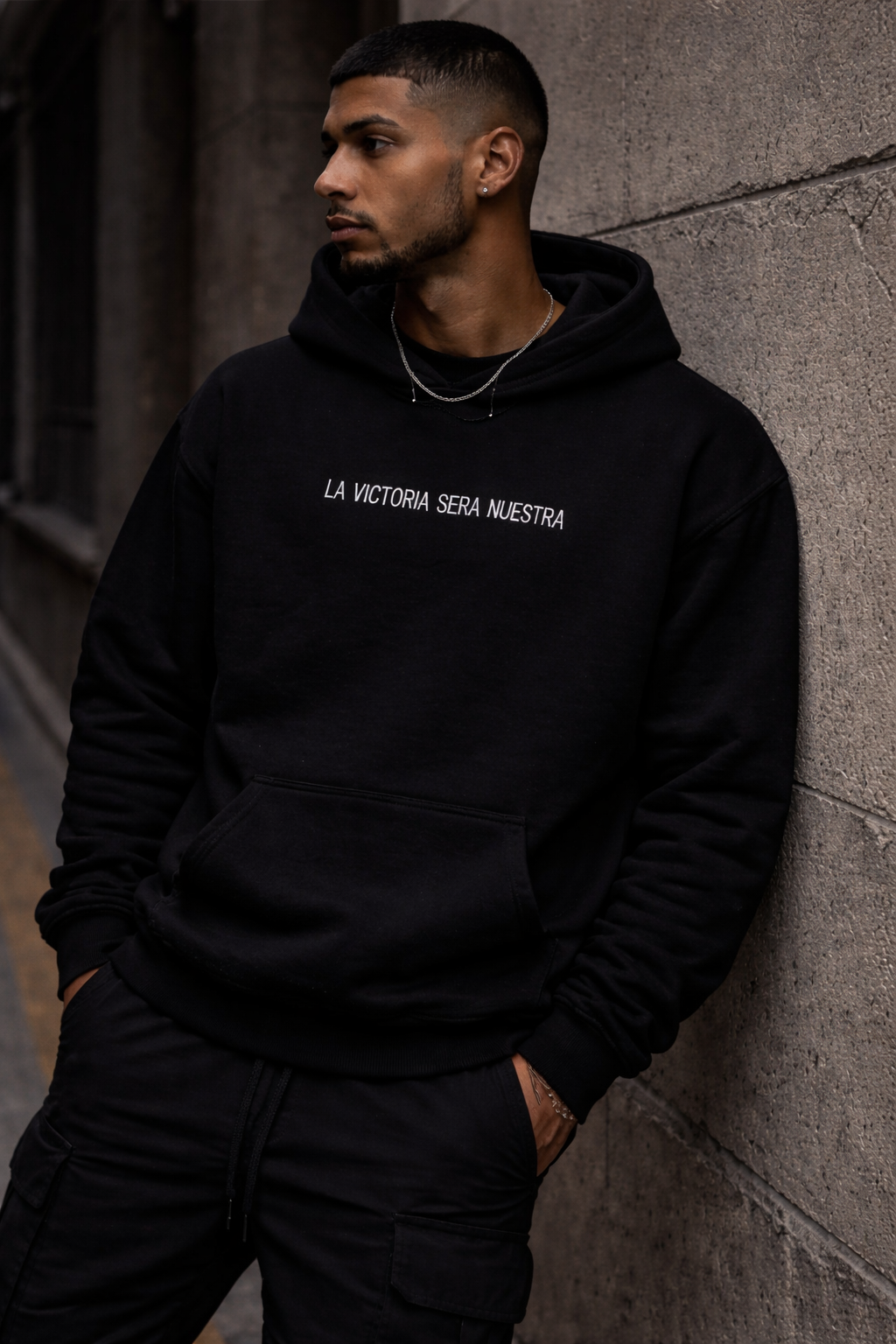 Spanish Quote Embroidered Hoodie – La Victoria Será Nuestra